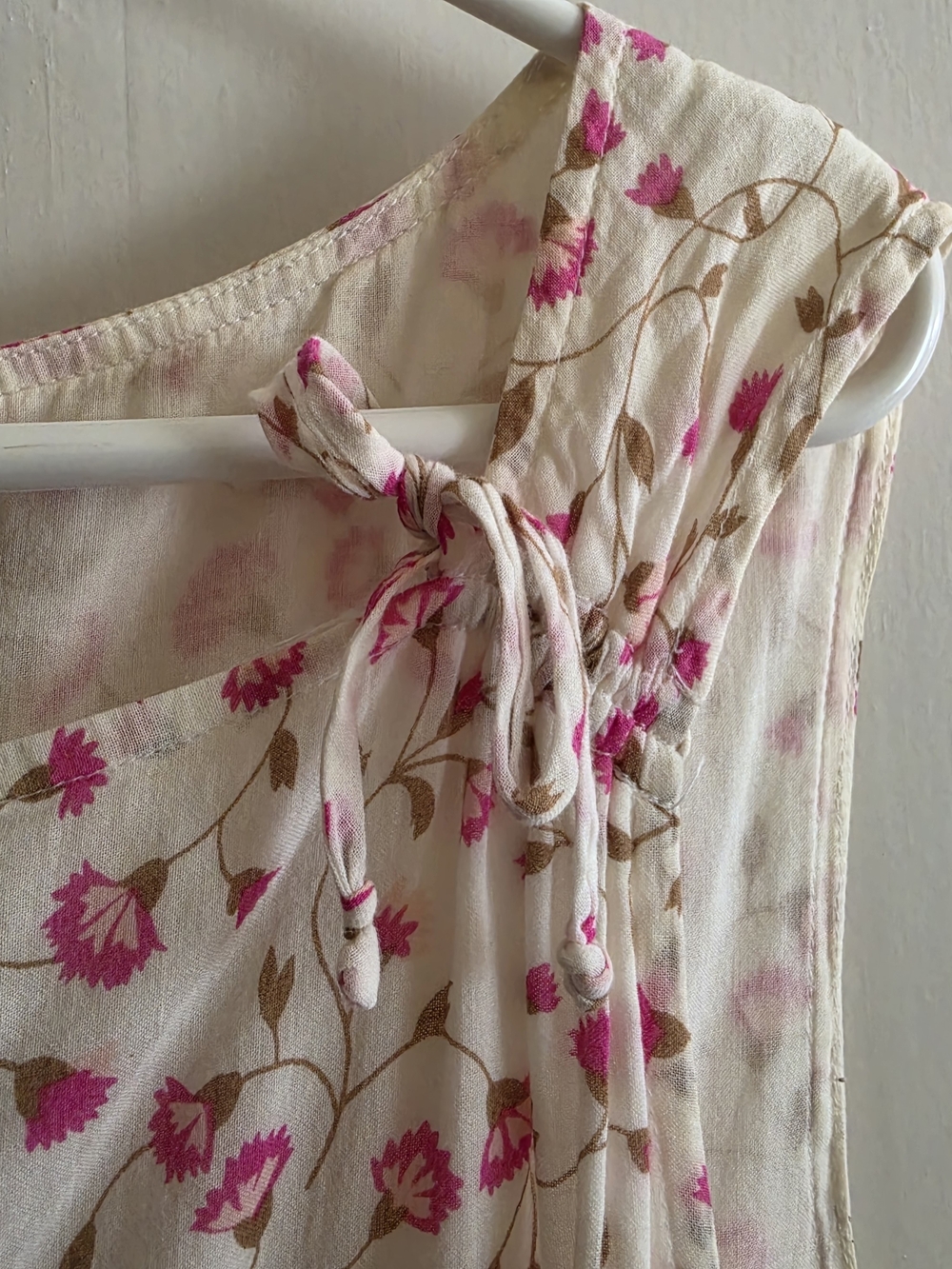 Vintage Liz Clairborne Y2K White Pink Ditsy Floral Drop Waist Dress Women's 14 - Picture 4 of 9